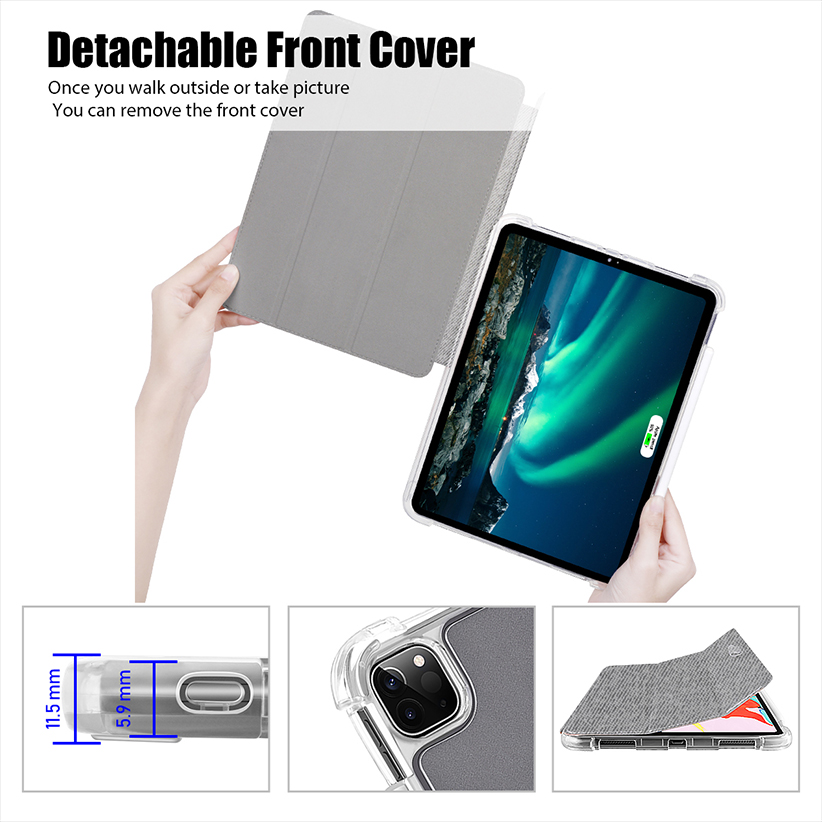 For 2024 iPad Pro11 inch Flip Leather Case with Clear TPU Bumper Cover 